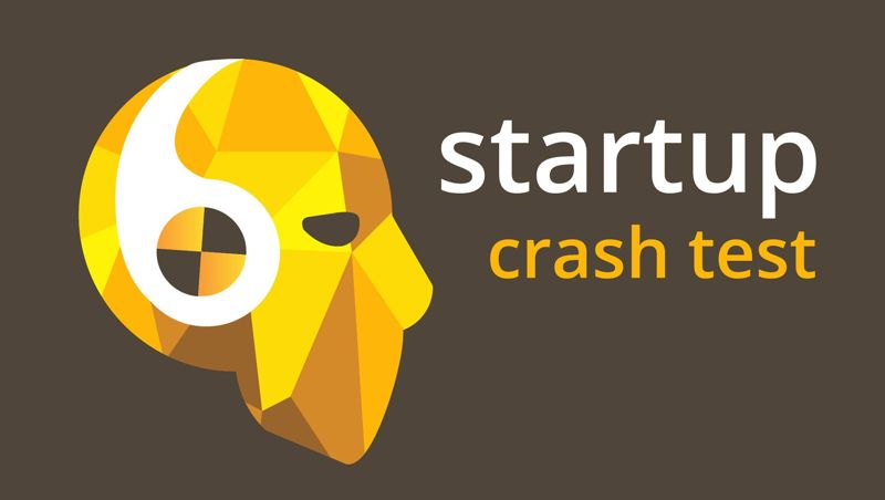 The Startup Crash Test mark: a yellow crash-test dummy head beside the words startup crash test